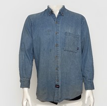 Dickies Denim Shirt Mens M Distressed Button Down Collar Cowboy Western ... - $22.06