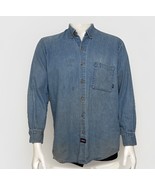 Dickies Denim Shirt Mens M Distressed Button Down Collar Cowboy Western ... - $30.98 CAD