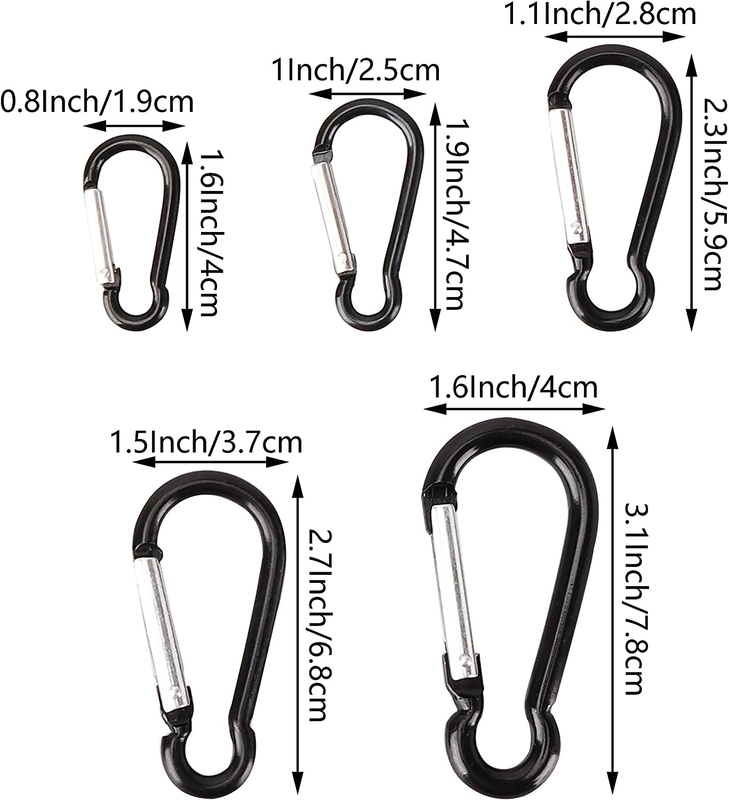 Swatom Aluminum Carabiner Clip 1.6/1.9/2.3/2.7/3.1 Inches Spring Snap Hook Keyri Item image 2