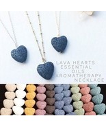 Lava Stone Necklace, Heart Necklace, Essential Oil Necklace, Volcanic Ro... - £16.57 GBP
