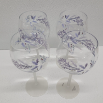 Pfaltzgraff Winter Frost Wine Goblet Set of 4 Etched Handpainted Frosted Stem - £32.39 GBP