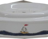 Small, White, Satin Sea Blue Nautical 7&quot; Corner Soap Dish By Art In Sink... - $209.92