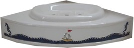 Small, White, Satin Sea Blue Nautical 7&quot; Corner Soap Dish By Art In Sink A-1212. - £165.07 GBP