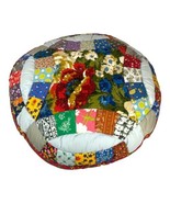 Vintage Patchwork Crazy Quilt Round Pillow 15” Accent Throw Handmade Qui... - £36.76 GBP