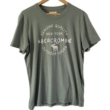 VINTAGE Abercrombie &amp; Fitch Men T-Shirt Medium Green Y2K Big Logo Embroi... - $19.75