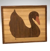 Marquetry Inlay Wood Duck Art Wall Hanging Mid Century Vintage - £32.97 GBP
