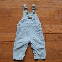 Vintage Oshkosh B’Gosh Vestbak Overalls 6 - 9 Month Blue Stripped Jeans Made USA - $15.47