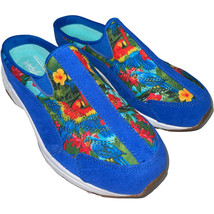 Easy Spirit Traveltime Clogs Parrots Tropical Athleisure Blue Suede Mules Shoes - £41.09 GBP