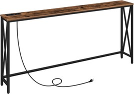 Alloswell 63&quot; Console Table With Power Outlet, Narrow Sofa Table, Farmhouse Sofa - £87.76 GBP