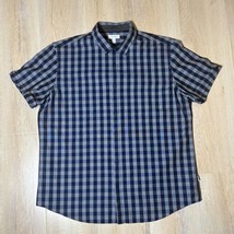 Calvin Klein Men&#39;s Short Sleeve Checkered Shirt  Button Collared Sz XL B... - $22.77