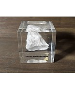 Vintage UNITED STATES GYPSUM Crystal Stone Lucite Paperweight - $29.65