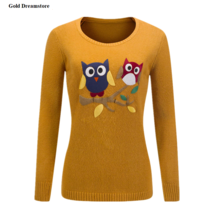  Autumn winter female cartoon owl pattern knitted pullover high quality - £23.58 GBP