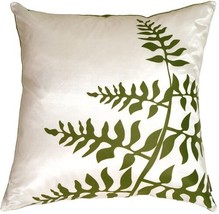 Pillow Decor - White with Green Bold Fern Throw Pillow  - SKU: KB1-0009-07-20 - £27.93 GBP