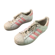 Vintage Adidas Superstar Womens Size 7.5 Pink White Leather Sneaker Shoes Lace T - £31.53 GBP
