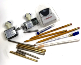 Vintage Lot Office Desk Supplies Stampers Pencils Eraser Stik - £19.42 GBP