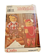 Sewing Pattern Simplicity 8265 One Size Craft Bears Clothes Uncut 1996 - $13.89