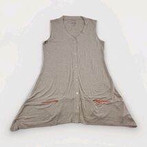 LOGO Lori Goldstein A263315 Button Front Vest XS Heather Oatmeal Knit Po... - $29.99