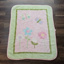 Circo Pink Blanket Plush Thick Flowers Butterfly Green Pink 34x41&quot; - £31.55 GBP