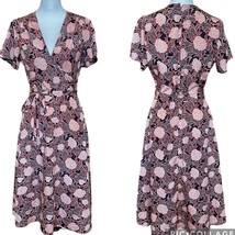 Vintage Roncelli Short Sleeve Faux Wrap Fit &amp; Flare Floral Midi Dress Pi... - £39.53 GBP