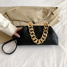 Shoulder Bags Women 2022 Trend Woven Designer Handbags Purse Gold Thick Chain Du - £43.52 GBP