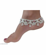 Kundan Indian Jewelry Set Anklet Payal Pajib Payjeb Jewellery Traditiona... - $32.29 CAD