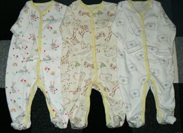 Newborn Long Sleeves Pajama Romper(3-6months) 100% Cotton-3pc Pack - £14.45 GBP