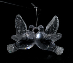 Christmas Ornament Kissing Love Birds Doves Glitter Sparkle Acrylic - £10.26 GBP