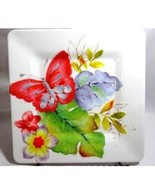 Laurie Gates Melamine Tropicalla Dessert Plate 8.6" Sq. Purple Green Red Floral - $12.00