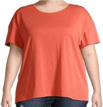 Terra &amp; Sky Womens Orange Plus Size Crewneck Tee 3X 24W-26W - $24.99