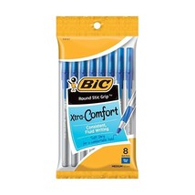 Bic Ultra Round Stic Grip Ball Pens Medium Point 8/Pkg-Blue  - £35.48 GBP