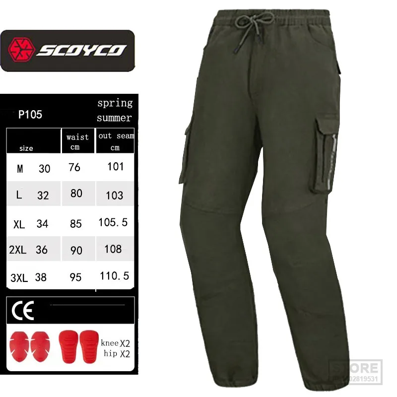 Men&#39;s Summer SCOYCO Motorcycle Pants CE Knee Hip Pads Causal Cargo Motocross - £93.27 GBP+