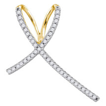 10k Yellow Gold Womens Round Diamond Cross Faith Pendant 1/4 Cttw - £159.07 GBP