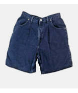 Chic Womens High Waisted Denim Jean Mom Shorts Size 14 Pleated Dark Vtg ... - $23.42 CAD