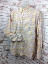 CALVIN KLEIN Mens Large Long Sleeve Plaid Orange Button Front Shirt Cott... - $10.44