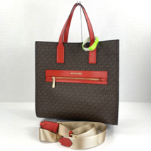 Michael Kors Bag Kenly Large NS  Shopper Tote Signature Brown Flame  B2Y - $111.37