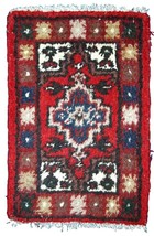Handmade vintage Oriental rug 1.3&#39; x 1.9&#39; (40cm x 59cm) 1970s - 1C762 - $388.70