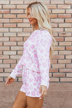 Pink Leopard Animal Print Pullover and Shorts Loungewear - $393.06 MXN