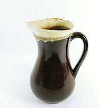 Pitcher Drip Glaze Pottery Brown Cream Farmhouse Country Cottage Vintage... - $44.50