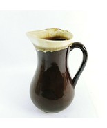 Pitcher Drip Glaze Pottery Brown Cream Farmhouse Country Cottage Vintage... - £28.00 GBP