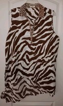 CHICO&#39;S 2.5 (Ladies 14) Zebra Print Tunic, Woven Linen No-iron Asymmetri... - £14.18 GBP