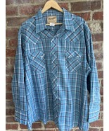Wrangler Men&#39;s Western Long Sleeve Blue Plaid Pearl Snap Shirt WM122BL S... - $47.50 CAD