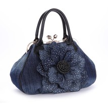 Fashion Women Bag 2022 New Denim Casual Tote Floral Hasp Handbags Large Capacity - £77.58 GBP