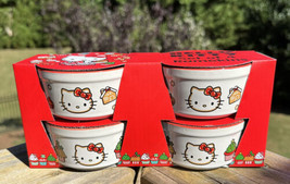 4 Hello Kitty Christmas Time Ramekin Ceramic Dishes New Candy Canes Ging... - £22.42 GBP