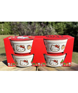 4 Hello Kitty Christmas Time Ramekin Ceramic Dishes New Candy Canes Ging... - £21.93 GBP