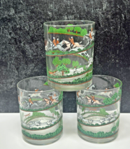 3 Crown Staffordshire Fox Hunting  Scene 4 1/8&quot; Double Old Fashion Glass... - £68.51 GBP