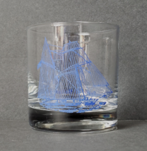 Pride of Baltimore Sailing Boat 10 oz. Whiskey Old Fashion Glass Clear Blue - £12.20 GBP