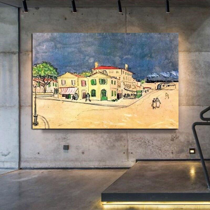 Hand Painted Van Gogh Famous Oil Painting Home in Arles Canvas Wall Art Decorati