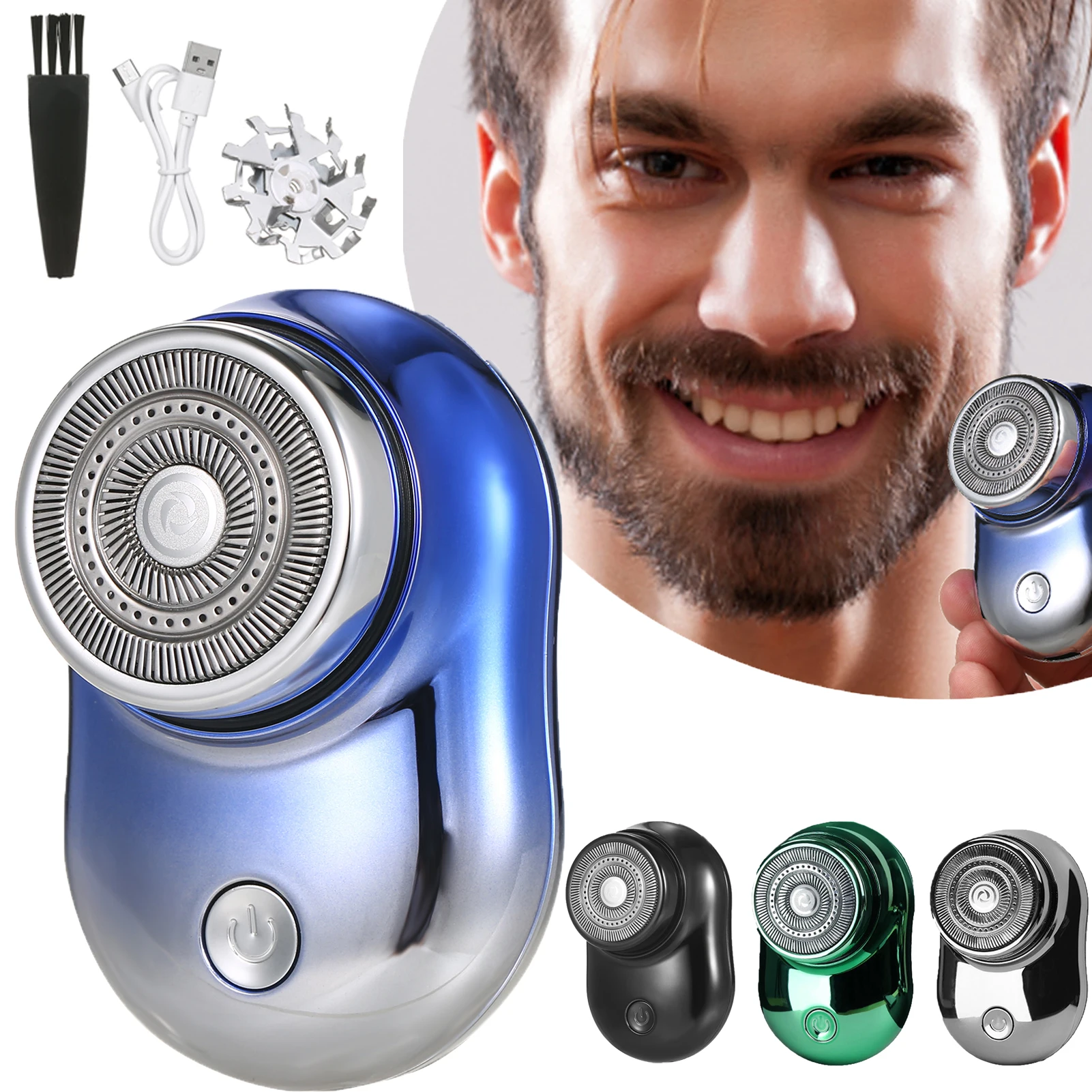 Men&#39;s Electric Shaver Rechargeable Portable Shaver USB Cordless Hair Tri... - £17.86 GBP