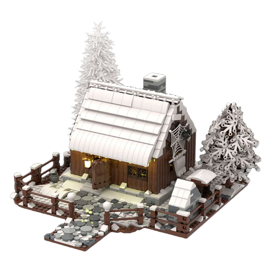 1781+Pcs Mountain Forest Winter Wooden House with Fireplace Bricks Model DIY - £189.87 GBP