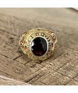 3 Ct Oval Lab Created Red Garnet West Point Military Ring 14K Yellow Gol... - £93.88 GBP
